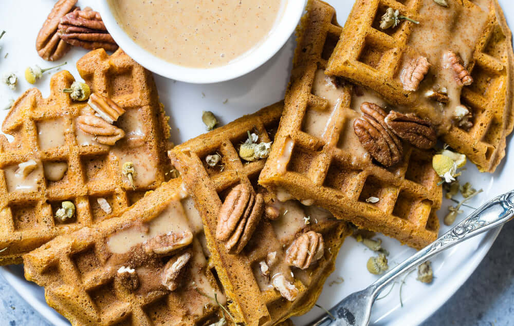 Glowing Maple Pecan Waffles